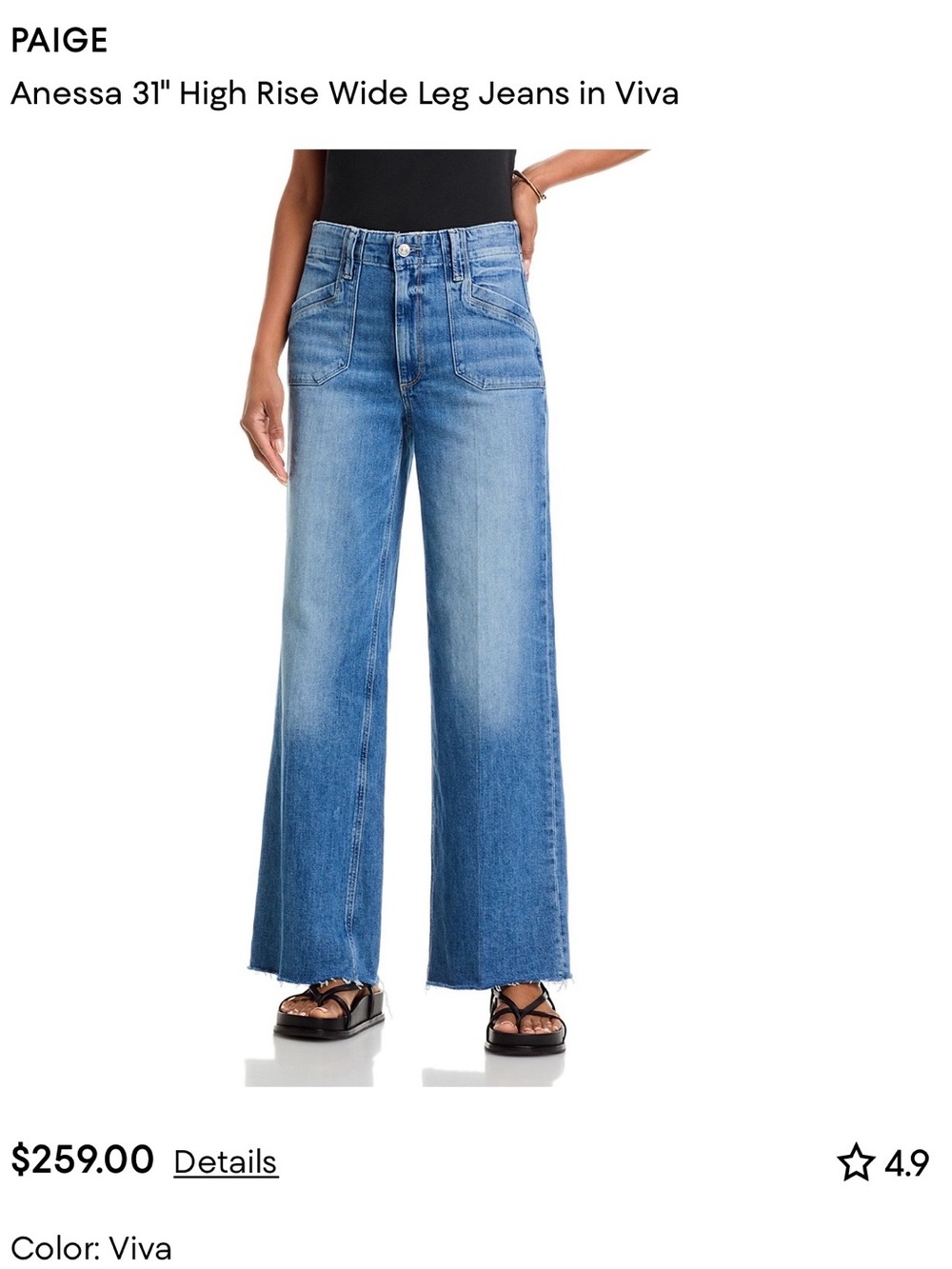 PAIGE Anessa High-Rise Wide Leg Jeans in Viva Blue